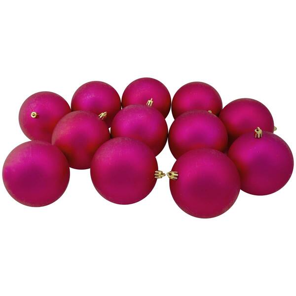 Northlight Seasonal 12ct. Magenta Christmas Ball Ornaments - image 