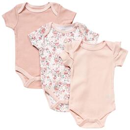 Baby Girl &#40;NB-9M&#41; Le Top&#40;R&#41; bebe 3pk. Solid & Floral Bodysuits