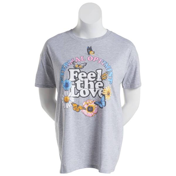 Juniors No Comment Feel The Love Boyfriend Graphic Tee - image 