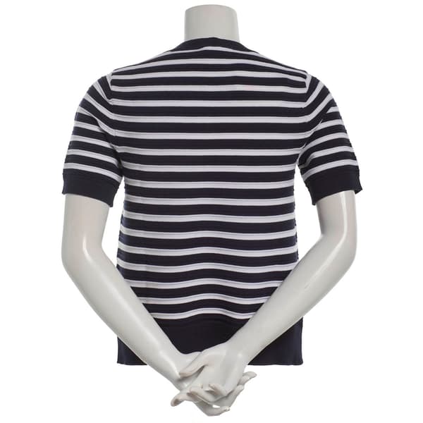 Womens Nautica Short Sleeve Horizonal Rib Tipped Sweater