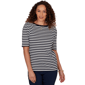 Womens Emaline Key Items Elbow Sleeve Boat Neck Stripe Tee - image 1