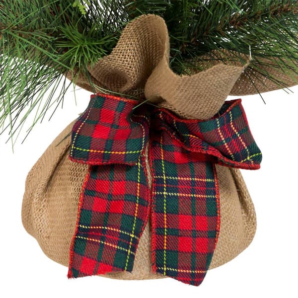 Kurt S. Adler 24in. Berries & Plaid Ribbon Pine Tree