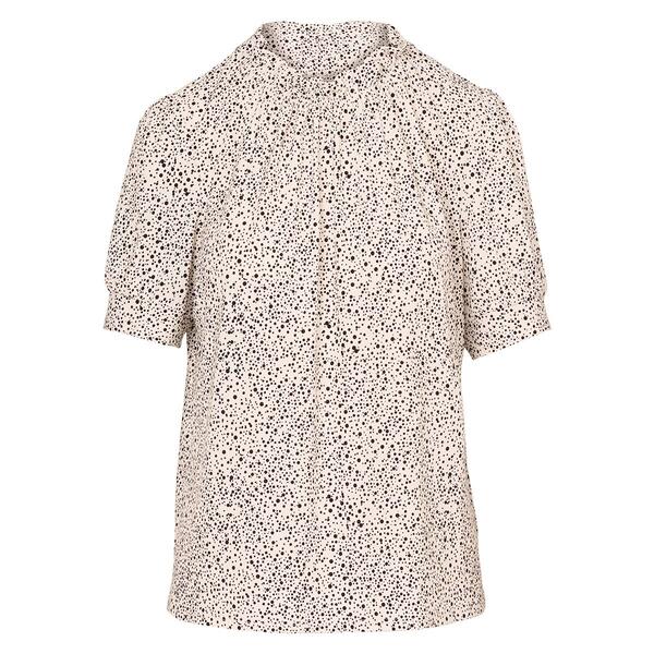 Womens Adrianna Papell Short Puff Sleeve Scattered Dot Blouse - image 