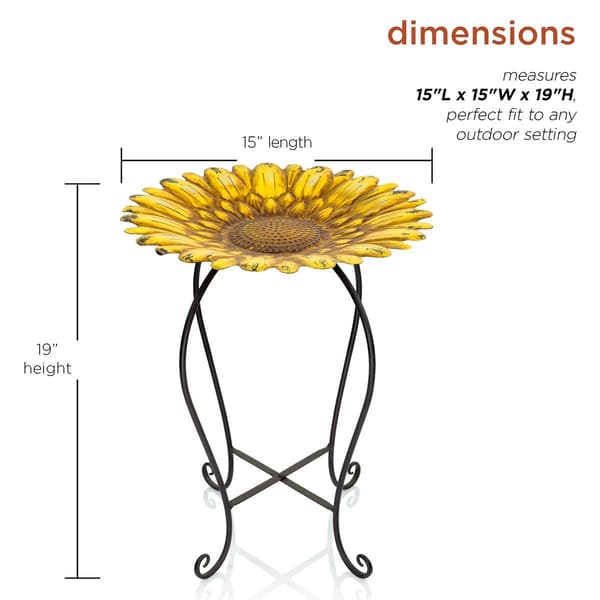 Alpine Embossed Metal Sunflower Birdbath