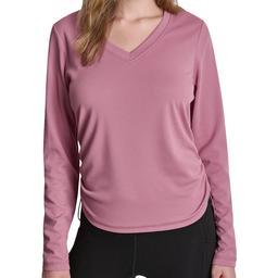 Womens DKNY Sport Long Sleeve Tech Tee With Ruched Side Seams