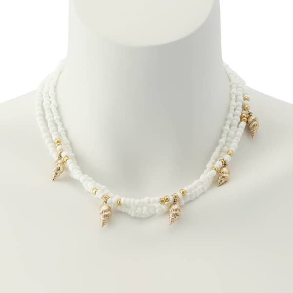 Steve Madden Vintage Luxe Shell Beaded Layered Necklace