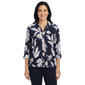 Womens Cure 3/4 Sleeve Rib Text Button Front Plaid Shirt - image 1
