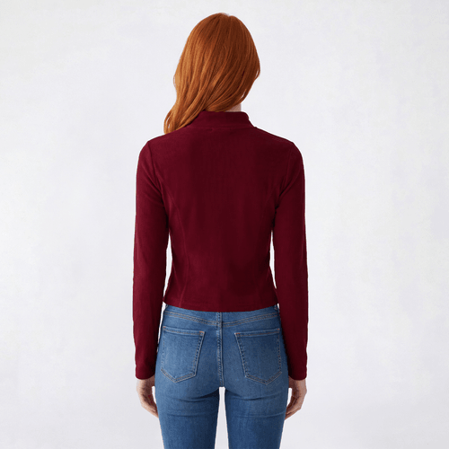 Juniors Cotton Candy Ribbed Double Zip Mock Neck Jacket