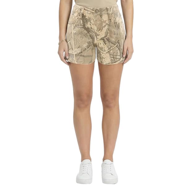 Juniors YMI Camo Denim Mid Rise Printed Shorts