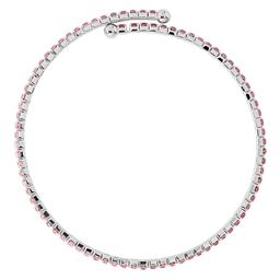 Athra Fine Silver Plated & Light Pink Crystal Coil Bracelet