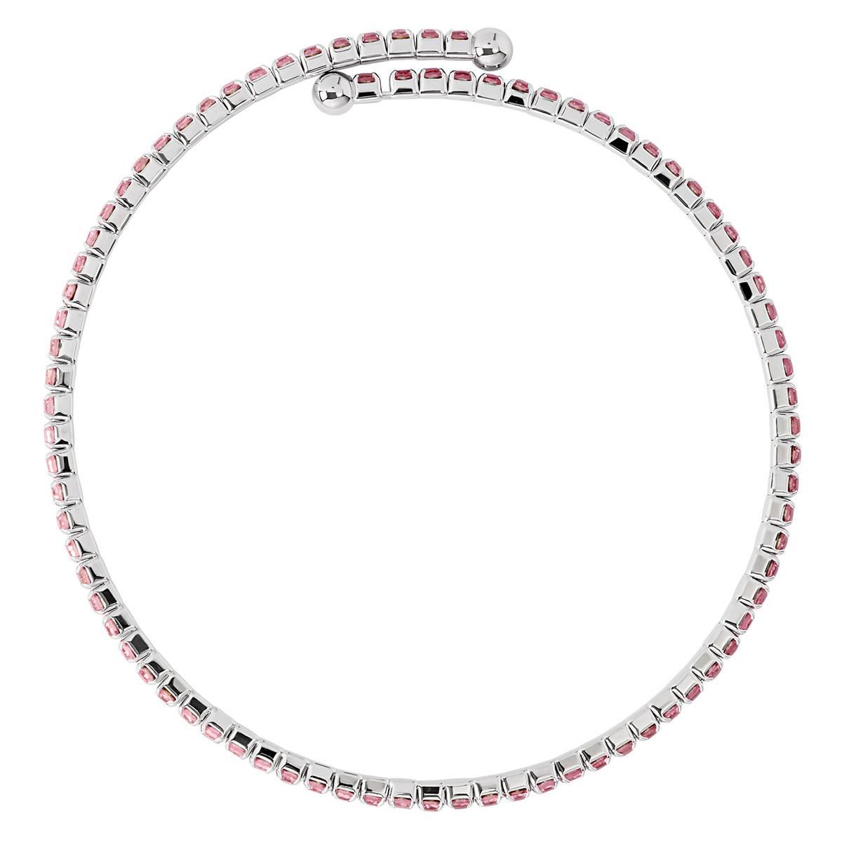 Athra Fine Silver Plated & Light Pink Crystal Coil Bracelet