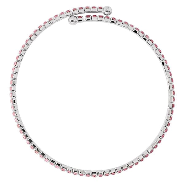 Athra Fine Silver Plated & Light Pink Crystal Coil Bracelet