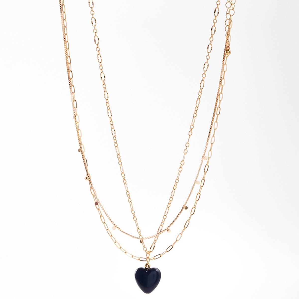 Ashley Gold-Tone Layered Heart Shape Pendant Necklace
