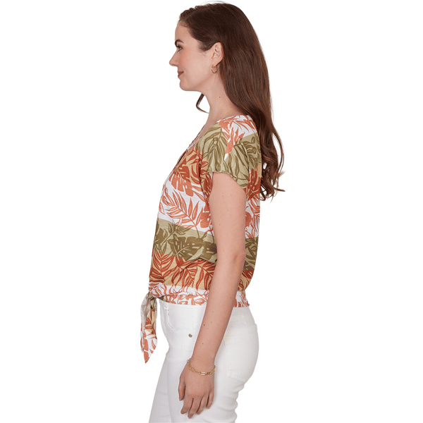 Womens Hearts of Palm Tropical Twist Tropical Tie Hem Blouse