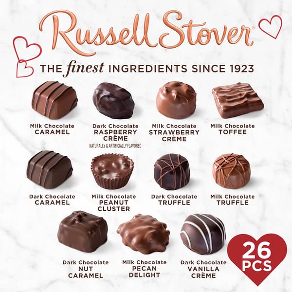 Russell Stover 15oz Assorted Chocolate Heart Box