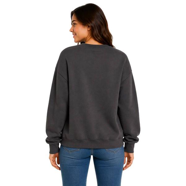 Juniors No Comment Camo Applique Oversized Crew Neck Sweatshirt