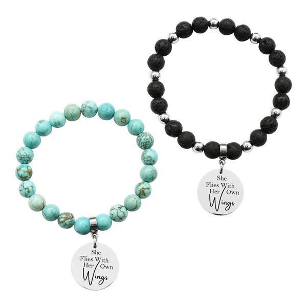 Pink Box She Flies Natural Lava & Turquoise Bead Set - image 