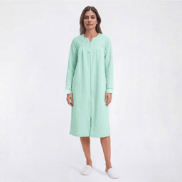 Petite Jasmine Rose Long Sleeve 42in. Double Knit Zip Robe