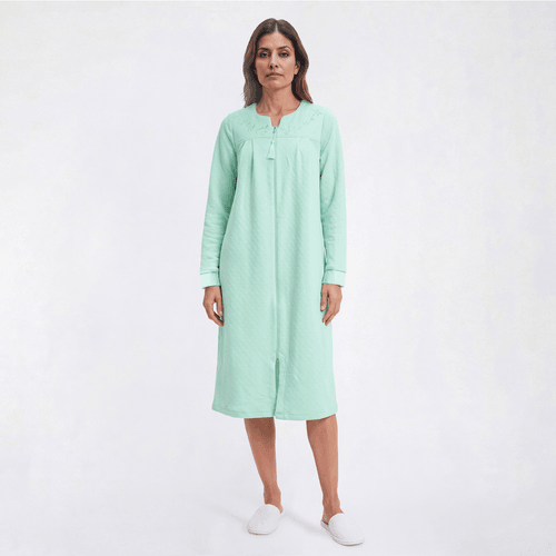 Plus Size Jasmine Rose Long Sleeve 42in. Double Knit Zip Robe - image 
