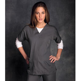 Plus Size Cherokee Work Wear V-Neck Top - Pewter
