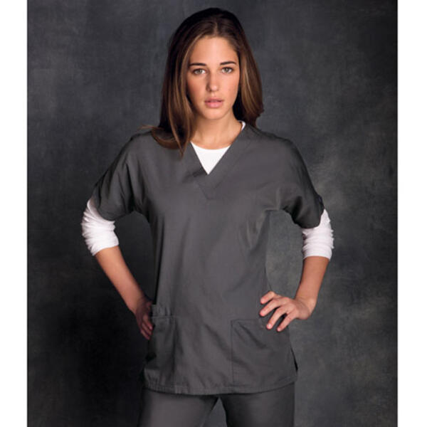 Plus Size Cherokee Work Wear V-Neck Top - Pewter - image 