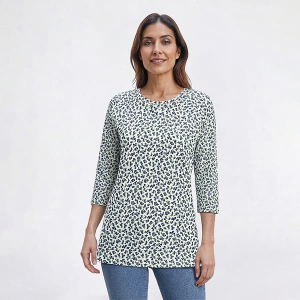 Plus Size Hasting & Smith 3/4 Sleeve Ditsy Floral Tee - image 