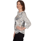 Petite Alfred Dunner Classics 3/4 Sleeve Geo Leaf Blouse - image 4
