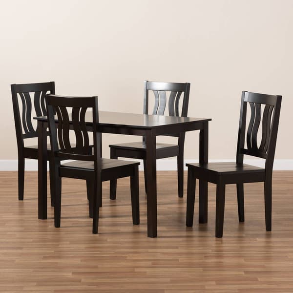 Baxton Studio Zamira Dark Brown Finish Wood 5pc. Dining Set