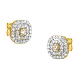 Diamond Classics&#40;tm&#41; 10kt. Yellow Gold 1ctw. Square Stud  Earrings