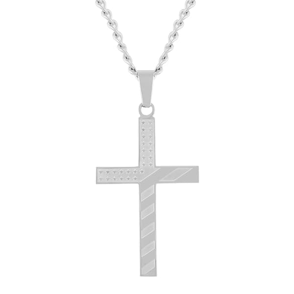 Mens Gentlemen's Classics(tm) Star &amp; Striped Cross Pendant Necklace - image 