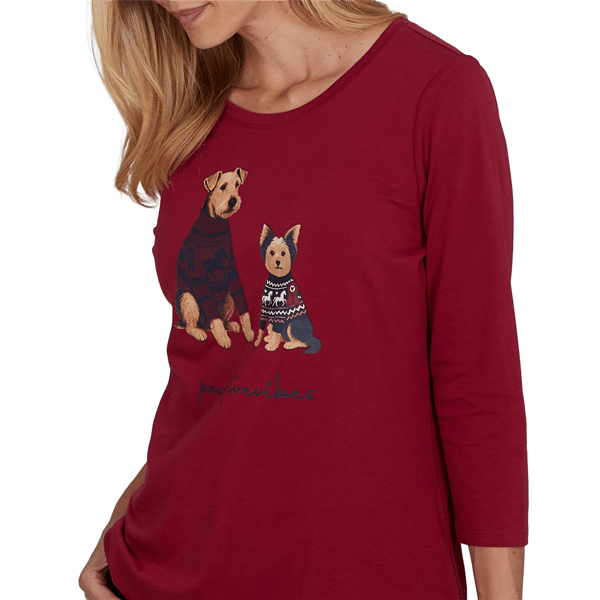 Petite Ruby Rd. Must Haves II 3/4 Sleeve Pawsitive Vibes Tee