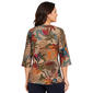 Womens Ali Miles 3/4 Sleeve V-Neck Leaf Blouse - image 2