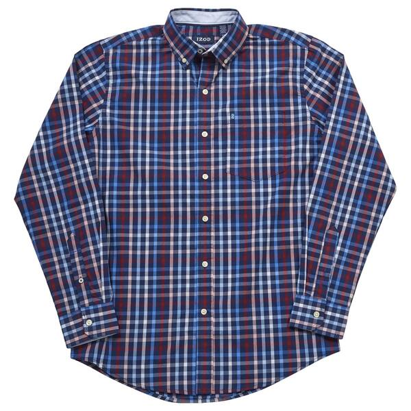 Mens IZOD Plaid Performance Comfort Button Down Shirt - image 