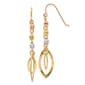 14kt. Tri-Color Bead Oval Dangle Earrings - image 1