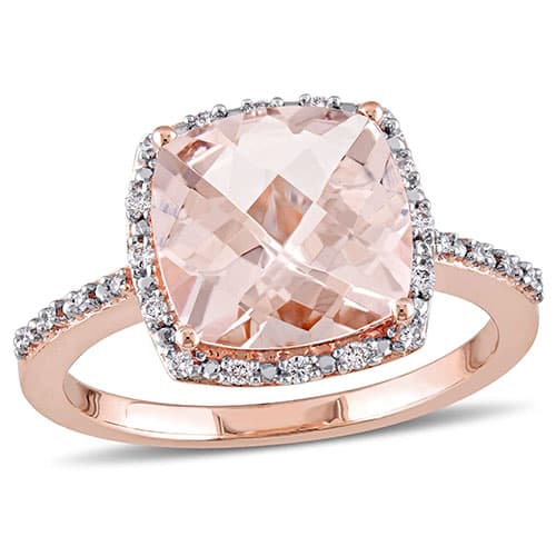 Gemstone Classics™ 14kt. Rose Gold 3ctw. Morganite Halo...