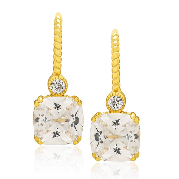 Gianni Argento Lab White Sapphire Cushion Leverback Earrings