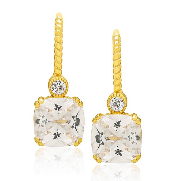 Gianni Argento Lab White Sapphire Cushion Leverback Earrings - image 
