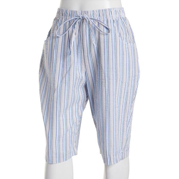Petite Jeno Nueman Crinkle Tie Front Stripe Skimmers - image 