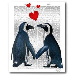 Courtside Market Penguins with Love Hearts Art