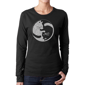 Womens LA Pop Art Yin Yang Cat Word Art Long Sleeve Tee - image 1