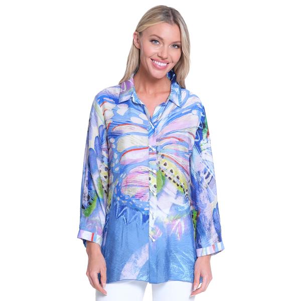 Womens Ali Miles 3/4 Sleeve Abstract Button Front Tunic - Boscov's