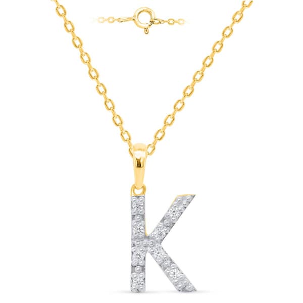 Nova Star(R) Gold Plated Lab Grown Diamond Initial K Pendant