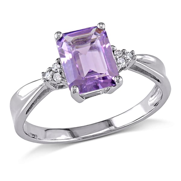 Gemstones Classics(tm) 10kt. White Gold Emerald Cut Amethyst Ring
