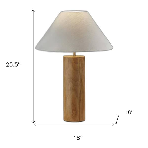 9th & Pike&#174; 26in. White Shade Natural Wood Cylinder Table Lamp