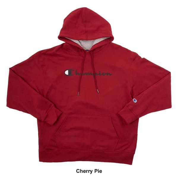 Champion Men s Script Logo Powerblend Hoodie Surf The Web