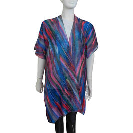 Womens Jessica McClintock Wavey Stripe Bling Kimono