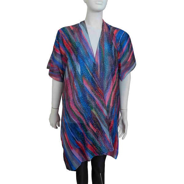 Womens Jessica McClintock Wavey Stripe Bling Kimono - image 