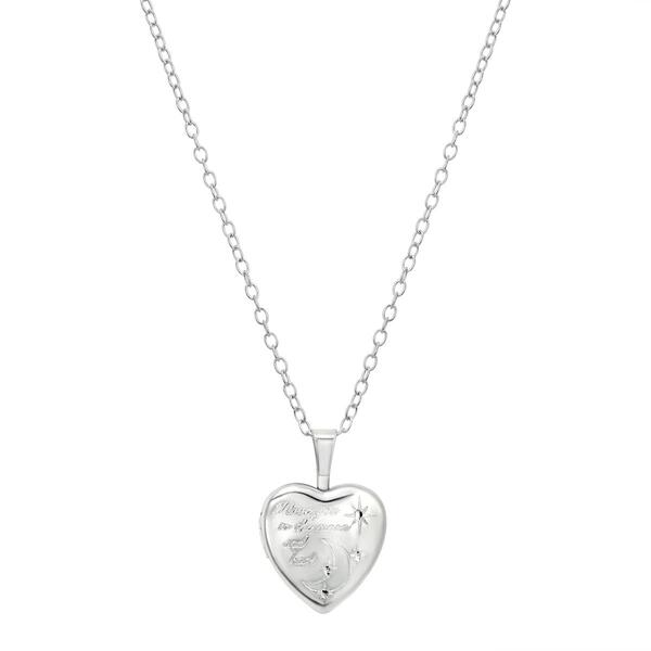 Sterling Silver Engraved Heart Locket Necklace - image 