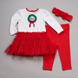 Baby Girl (3-12M) Little Me(R) 3pc. First Christmas Tutu Dress Set