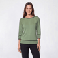 Womens Retrology 3/4 Sleeve Solid Crew Neck Tipped Sweater - image 3